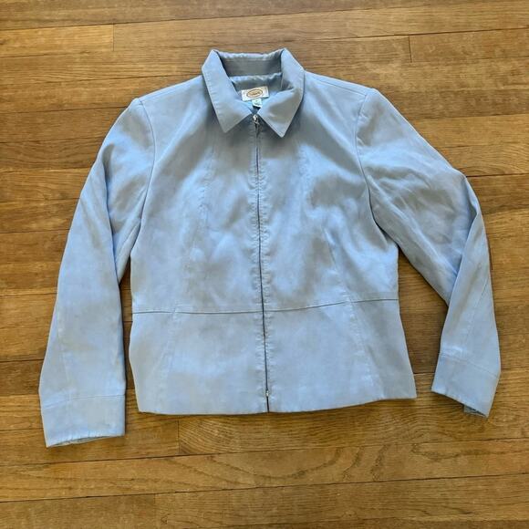Talbots baby blue velour lightweight jacket size 12 b26 - Picture 1 of 5